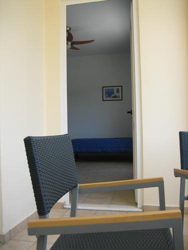From a balcony - inside the room.   